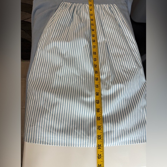 NEW English Factory Knit Stripe Woven Mixed Dress Blue & White Sz S - Picture 9 of 11